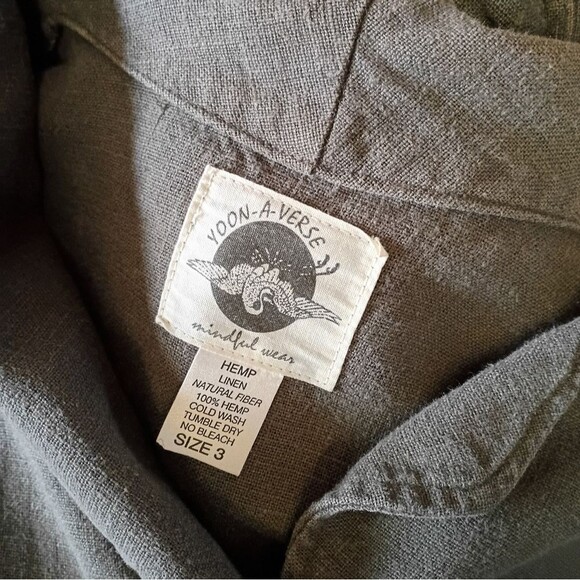 Yoon-A-Verse Mindful Wear Hemp Linen Shirt Jacket Shacket Size 3 Large Lagenlook - Picture 14 of 14